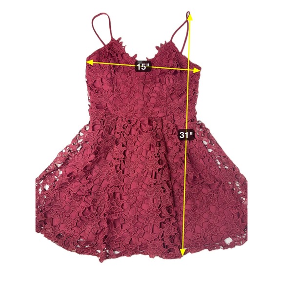 Windsor Burgundy Crochet Lace Skater Mini Dress Small Vamp Whimsigoth Fit Flare - Picture 10 of 10